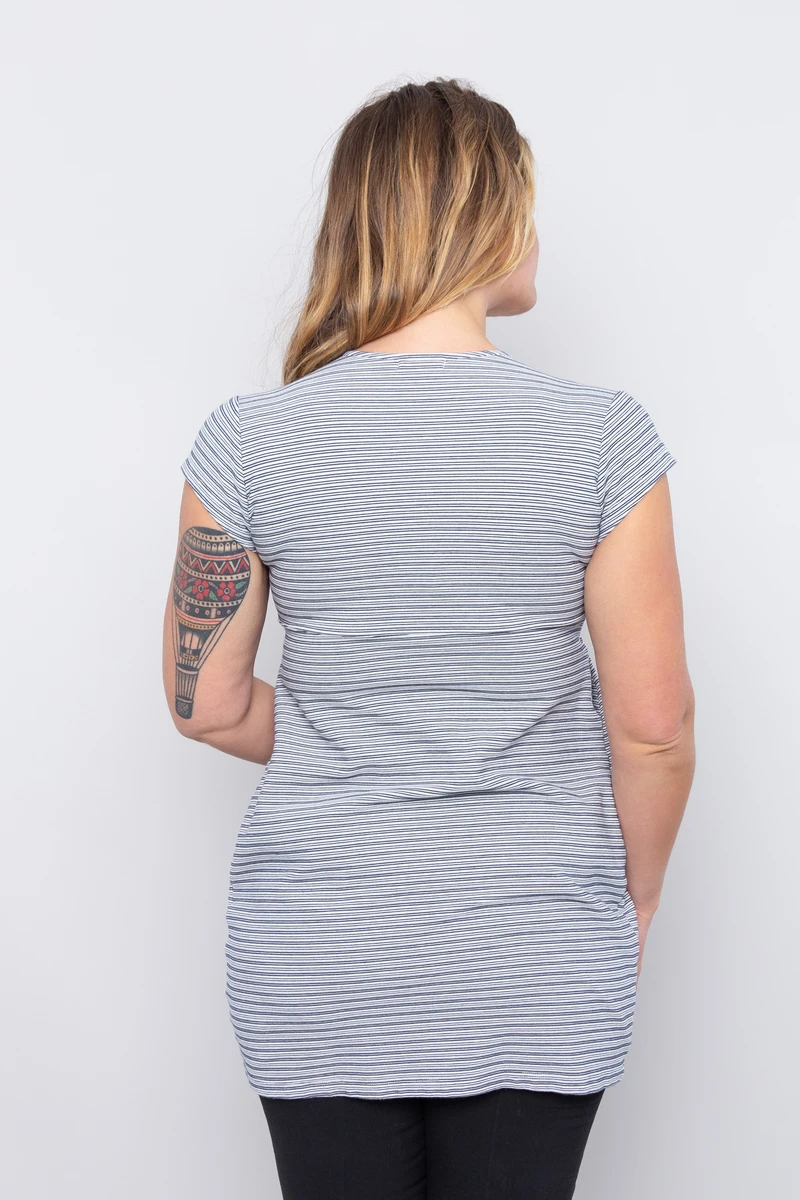 Robe Maternité De Grossesse À Rayures Bleues 5 Robe Maternité De Grossesse À Rayures Bleues – Image 3