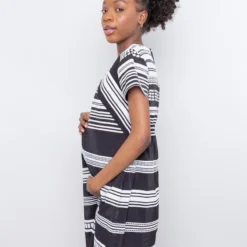 Robe Maternité De Grossesse Et Allaitement Paloma Noire Et Blanche -Pas Cher Vestylis Magasin large IMG 1699