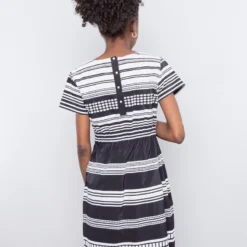 Robe Maternité De Grossesse Et Allaitement Paloma Noire Et Blanche -Pas Cher Vestylis Magasin large IMG 1701