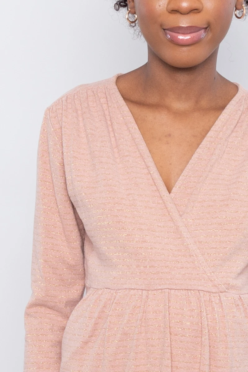 Robe Maternité De Grossesse Comfy Rose Rayures Irisées 6 Robe Maternité De Grossesse Comfy Rose Rayures Irisées – Image 4