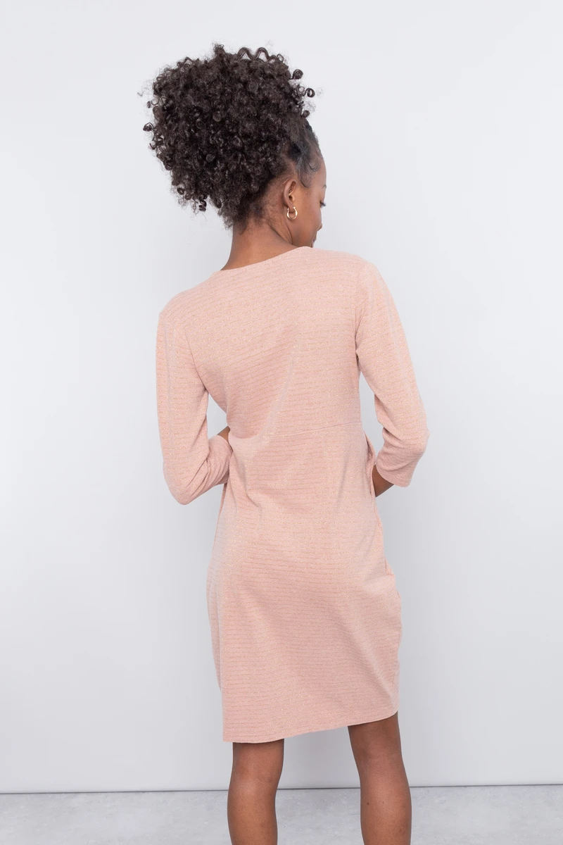 Robe Maternité De Grossesse Comfy Rose Rayures Irisées 5 Robe Maternité De Grossesse Comfy Rose Rayures Irisées – Image 3