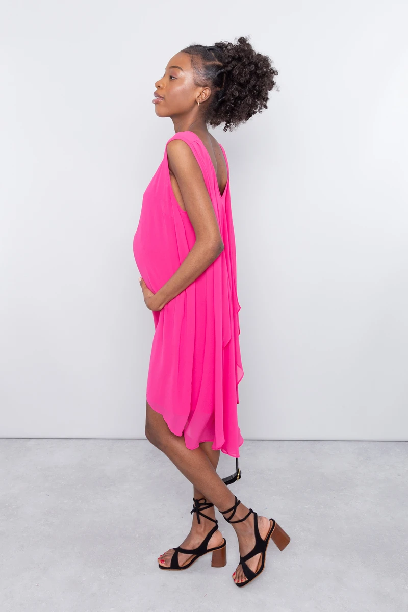 Robe Maternité De Grossesse Habillée Fuchsia 4 Robe Maternité De Grossesse Habillée Fuchsia – Image 2