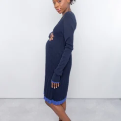 Robe Maternité Pull De Grossesse Plissée Bleu Marine 8 Robe Maternité Pull De Grossesse Plissée Bleu Marine -Pas Cher Vestylis Magasin large IMG 1822 1