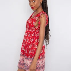 Louise Misha Robe Pluma Red Flowers