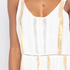 Louise Misha Robe Boha White & Gold Stripes -Pas Cher Vestylis Magasin large IMG 4071 1