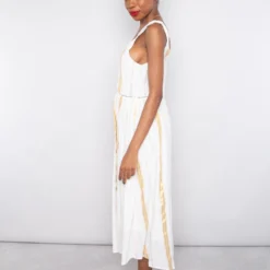 Louise Misha Robe Boha White & Gold Stripes -Pas Cher Vestylis Magasin large IMG 4075