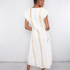 Louise Misha Robe Tylia White & Gold Stripes -Pas Cher Vestylis Magasin large IMG 4107