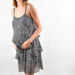 Robe De Maternité À Volants Motifs Noirs Et Blancs -Pas Cher Vestylis Magasin large IMG 6188