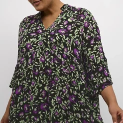 Robe Cisma -Pas Cher Vestylis Magasin large black green purple flower kcisma dress 2