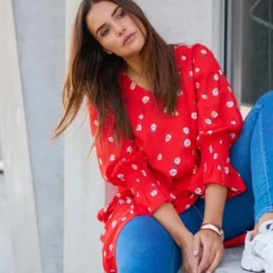 Robe Olly 19 Robe Olly -Pas Cher Vestylis Magasin large fiery red flower print kcolly dress DSDSD4