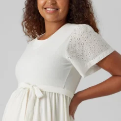 Mamalicious Robe Maternité Maya 27 Mamalicious Robe Maternité Maya -Pas Cher Vestylis Magasin large mama licious loosefito halskortkjole hvid5