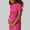 Robe Maternité Menny -Pas Cher Vestylis Magasin large mama licious regularfito halskortkjole lyseroed 2