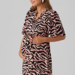 Mamalicious Robe Maternité Beata -Pas Cher Vestylis Magasin large mama licious regularfitskjortekravebredeaermerkortkjole rose