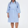 ONLY CARMAKOMA Robe Cartamari -Pas Cher Vestylis Magasin large only curvystribetskjortekjole blaa