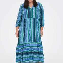ONLY CARMAKOMA Robe Carmarrakesh -Pas Cher Vestylis Magasin large only curvyv halsprintetkjole groen