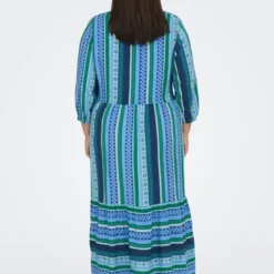ONLY CARMAKOMA Robe Carmarrakesh -Pas Cher Vestylis Magasin large only curvyv halsprintetkjole groen 1
