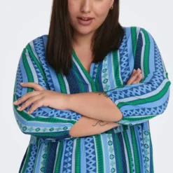 ONLY CARMAKOMA Robe Carmarrakesh -Pas Cher Vestylis Magasin large only curvyv halsprintetkjole groen 3