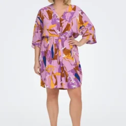 ONLY CARMAKOMA Robe Cardalisa -Pas Cher Vestylis Magasin large only regularfitv halslangkjole lilla 2