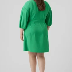 Vero Moda Curve Robe Pye -Pas Cher Vestylis Magasin large veromoda regularfitv halscurveballonaermerkortkjole groen 1